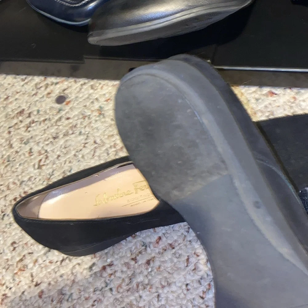 Salvatore  Ferragamo Black Suede Slip on Velcro closure  8.5AAA PERFECT - Picture 5 of 5
